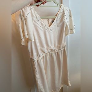 Beautiful light cream/pink beaded silk dress